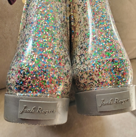 Jack Rogers - Women’s Sallie Rain Boot In Glitter And Gold Size 9 - Picture 5 of 10